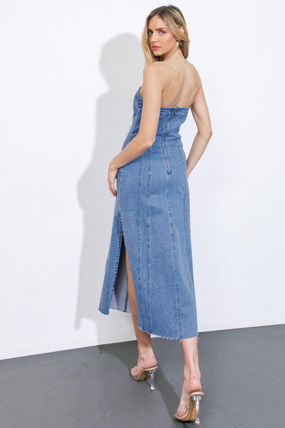 VESTIDO MIDI DE MEZCLILLA YOU'RE THRIVING