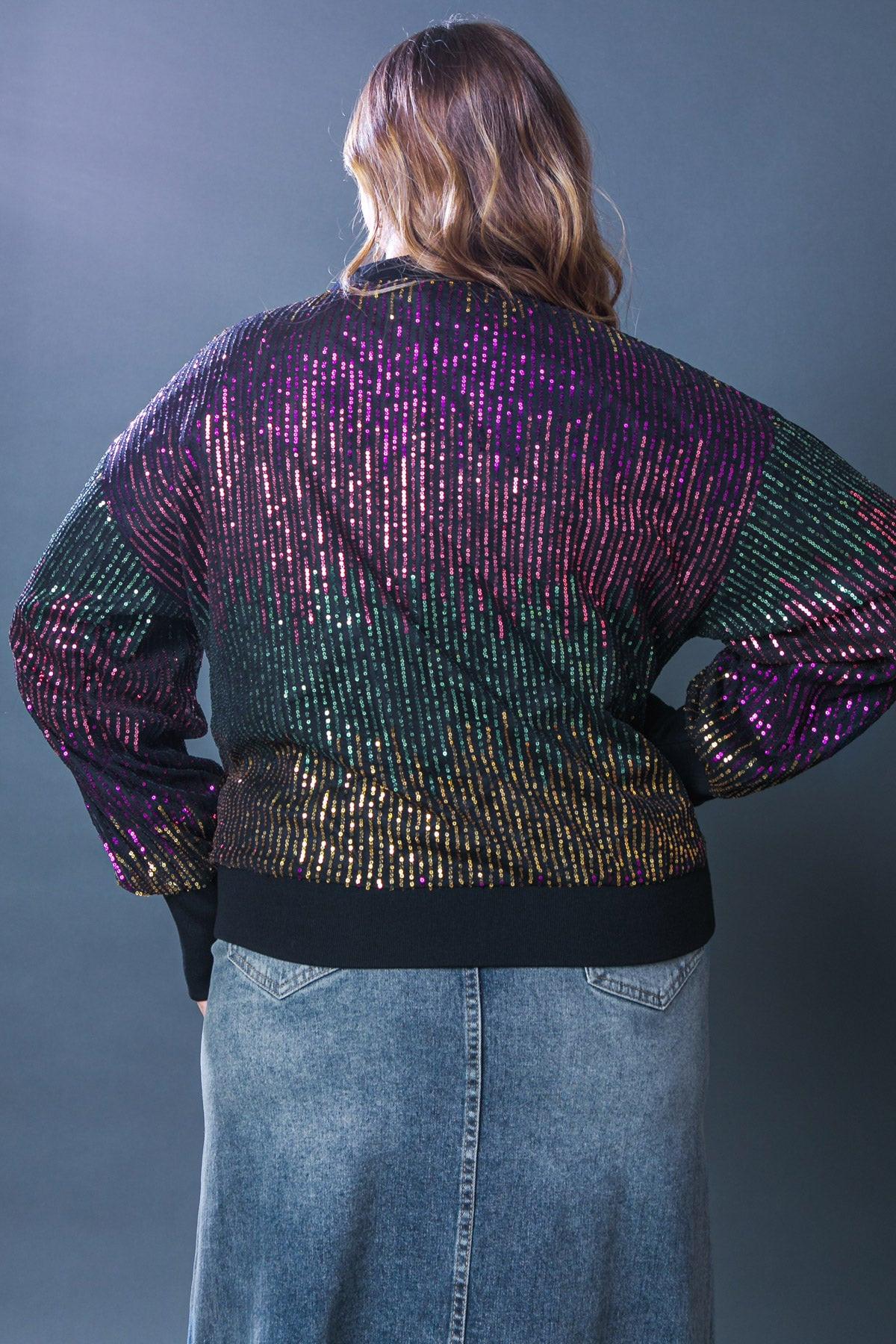 ENTERTAIN ME SEQUIN BOMBER JACKET