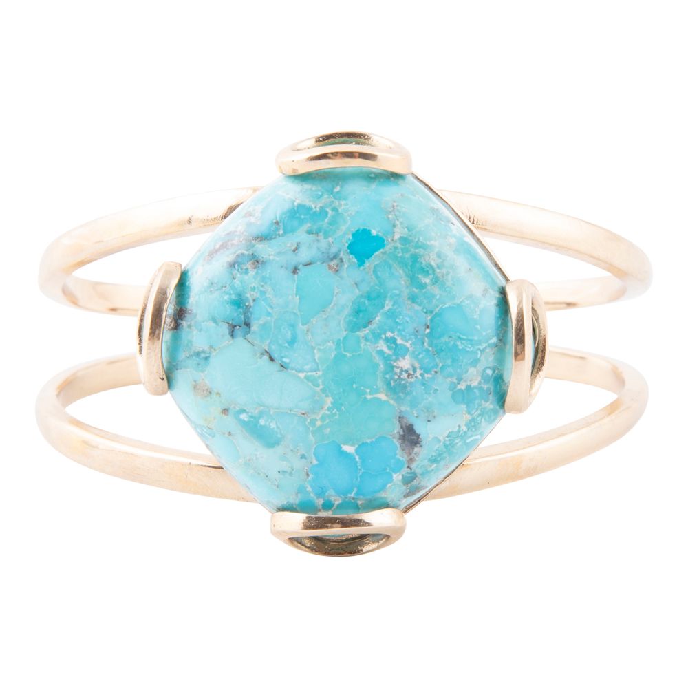 Blue Turquoise Rhombus Statement Cuff Bracelet