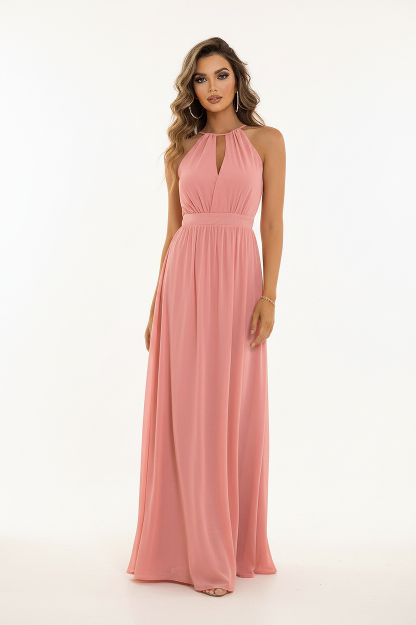 Blush Halter Maxi Dress