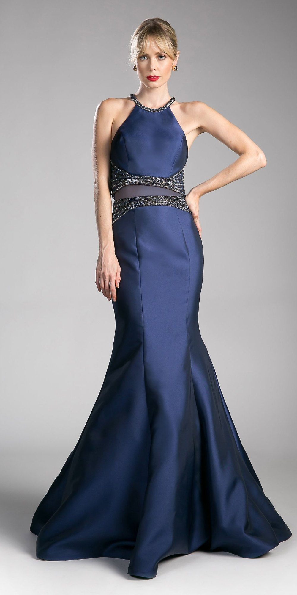 Cinderella Divine CB0023 Two-Piece Mermaid Gown Halter Crop Top
