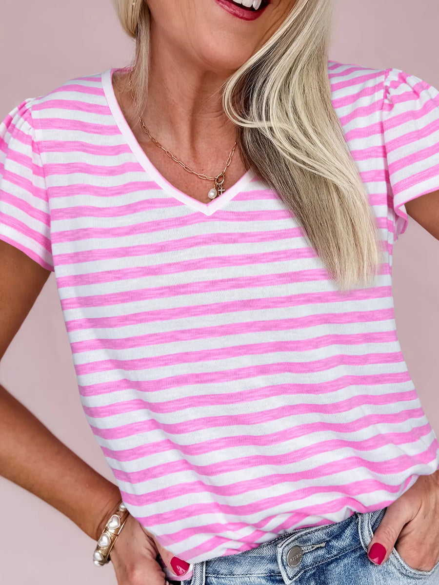 Striped V-Neck T-Shirt
