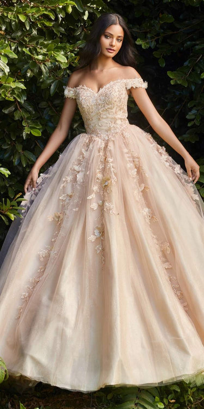 Cinderella Divine CD0185 Off The Shoulder Layered Tulle Ball Gown