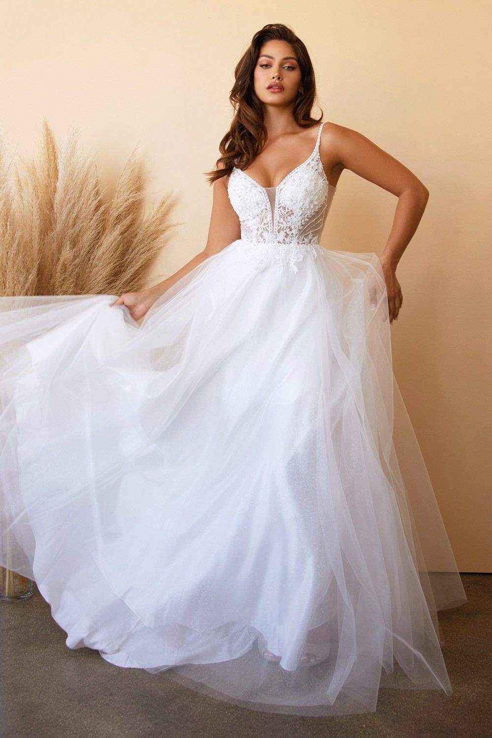 Cinderella Divine CD0195W Layered Tulle A-Line Bridal Gown