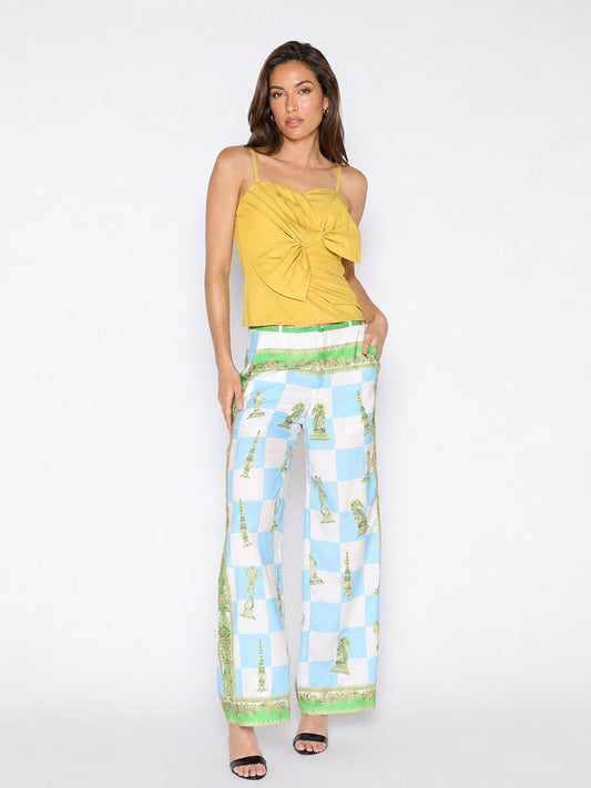 Gracia Fashion Women's Checkmate Print Satin Pajama Pants