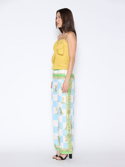 Checkmate Print Satin Pajama Pants