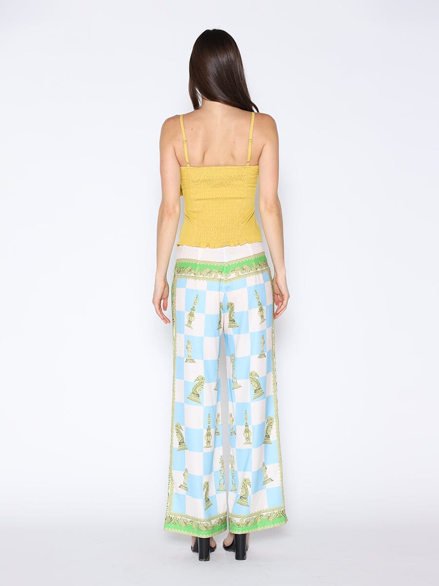 Checkmate Print Satin Pajama Pants