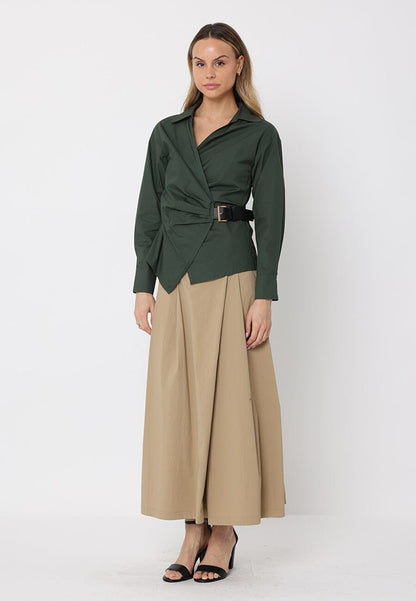 Cross Body Belt Design Side Gathered Top