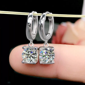 1 Carat Moissanite 925 Sterling Silver Drop Earrings