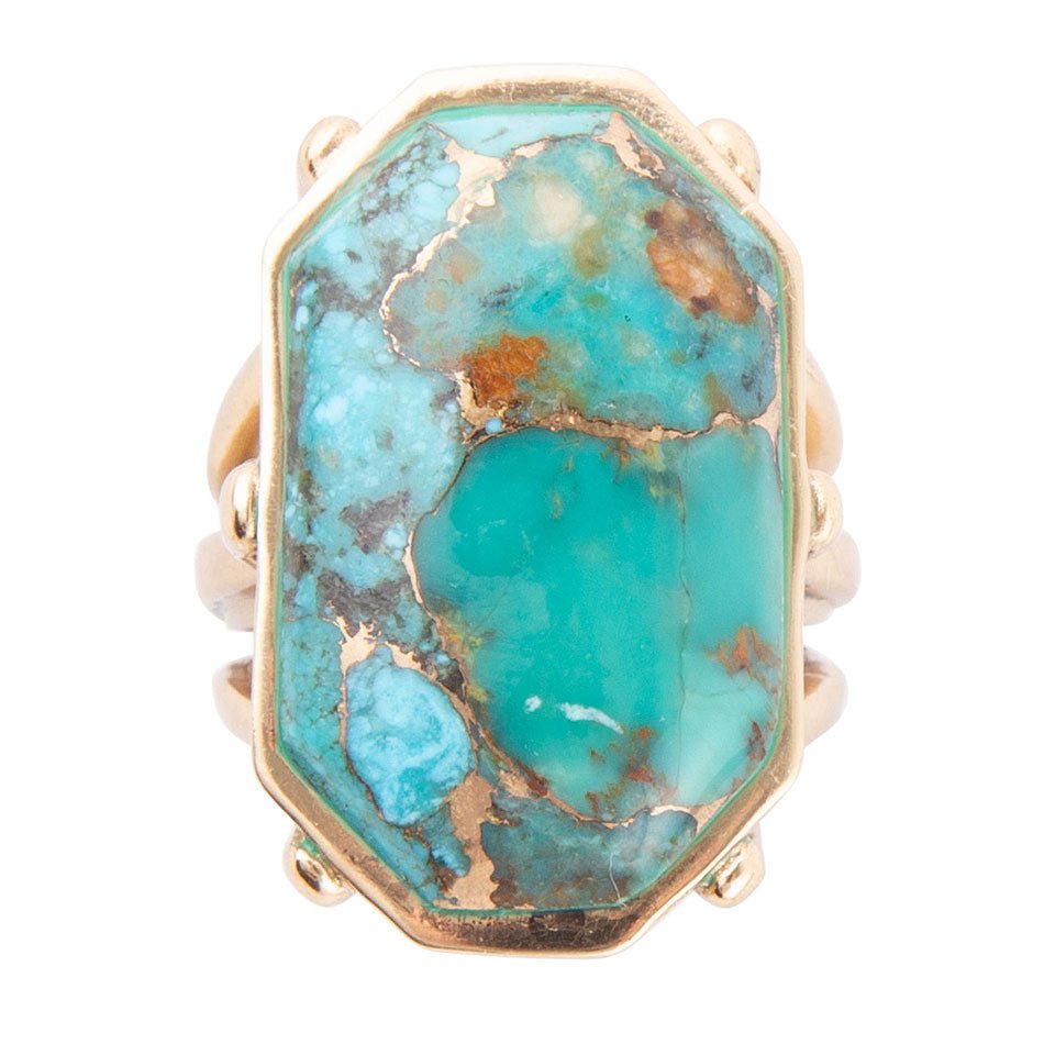 Matriz Dolce azul verdoso turquesa y anillo dorado