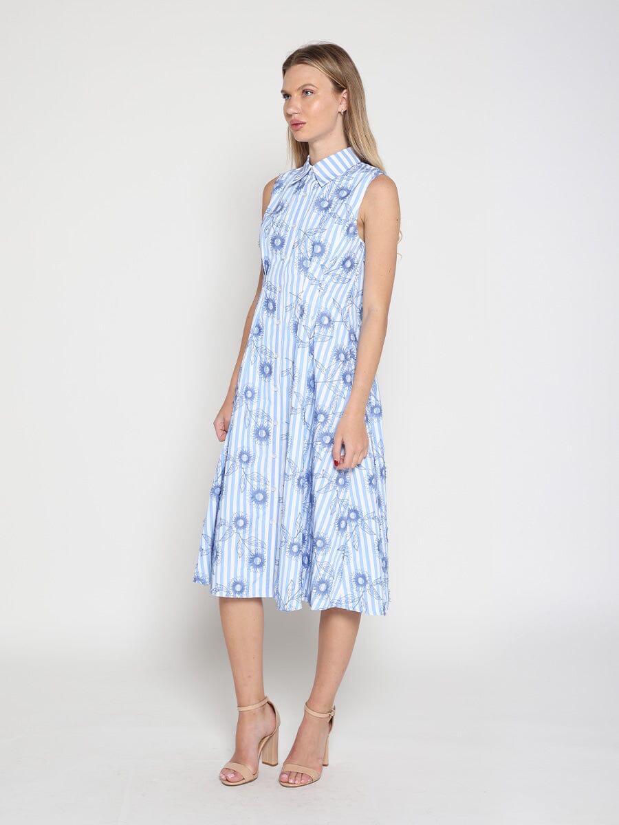 Gracia Fashion Women's Embroidery Flower Sleeveless Dress