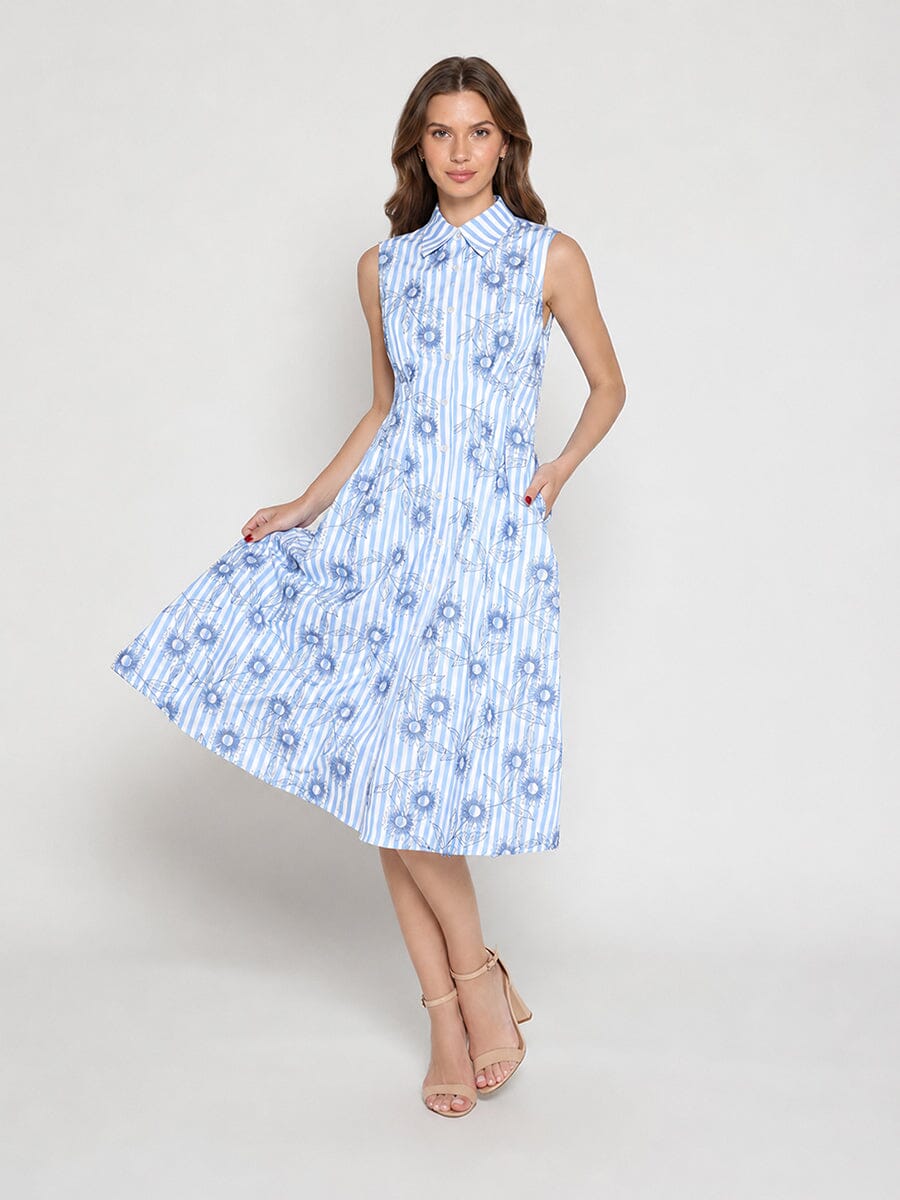 Gracia Fashion Women's Embroidery Flower Sleeveless Dress