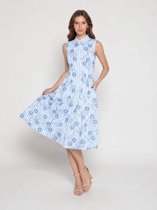 Embroidery Flower Sleeveless Dress