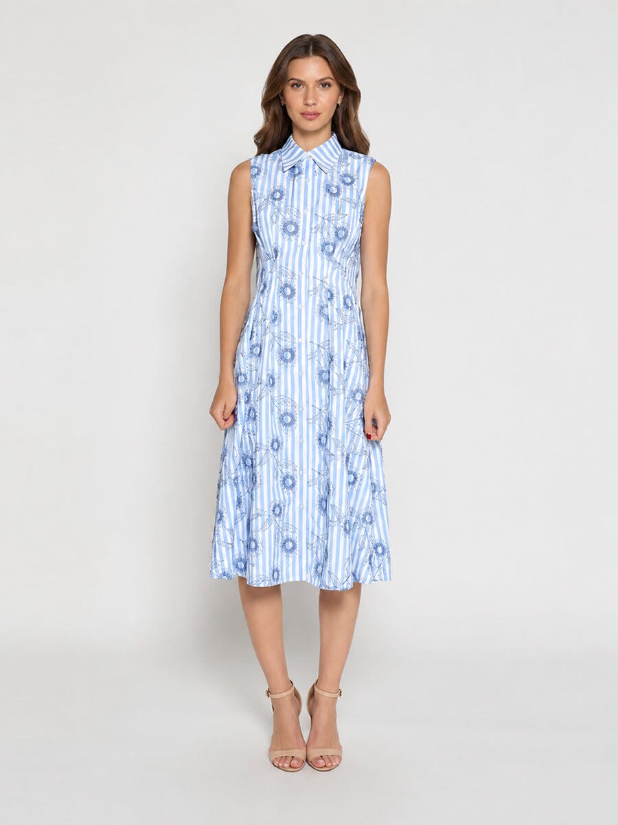 Gracia Fashion Women's Embroidery Flower Sleeveless Dress