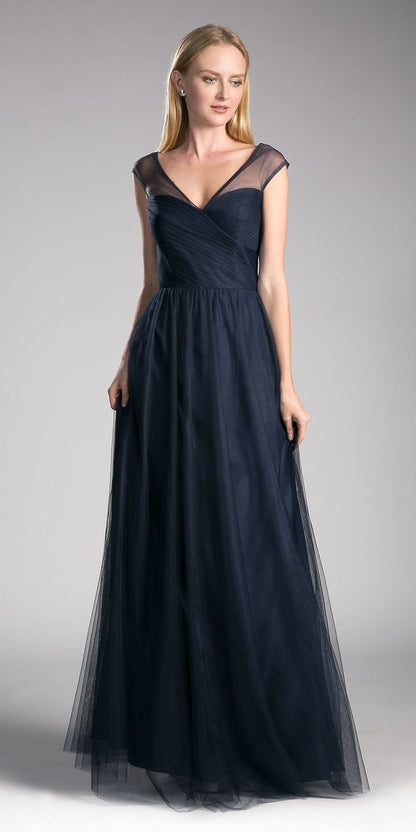 CLEARANCE - Ladivine ET320 Illusion V-Neck and Back Long Dress (Size 14)