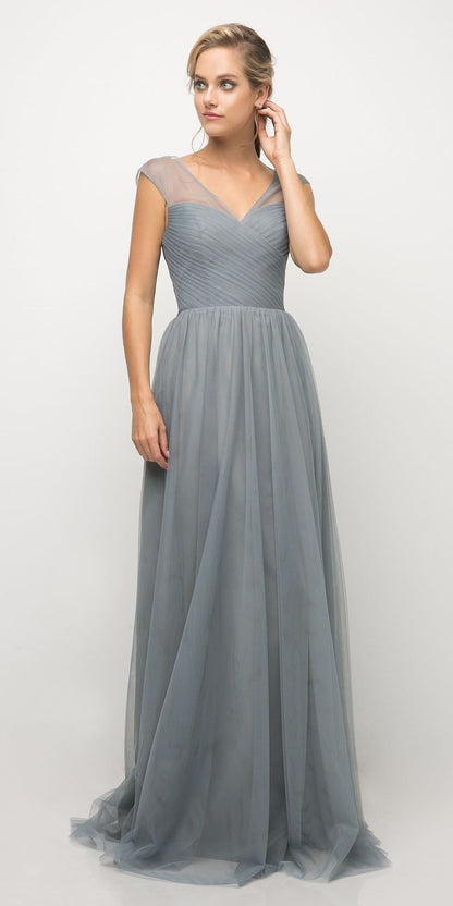 Ladivine ET320 Illusion V-Neck and Back Long Dress