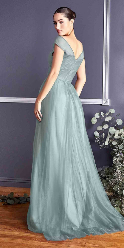 Ladivine ET320 Illusion V-Neck and Back Long Dress