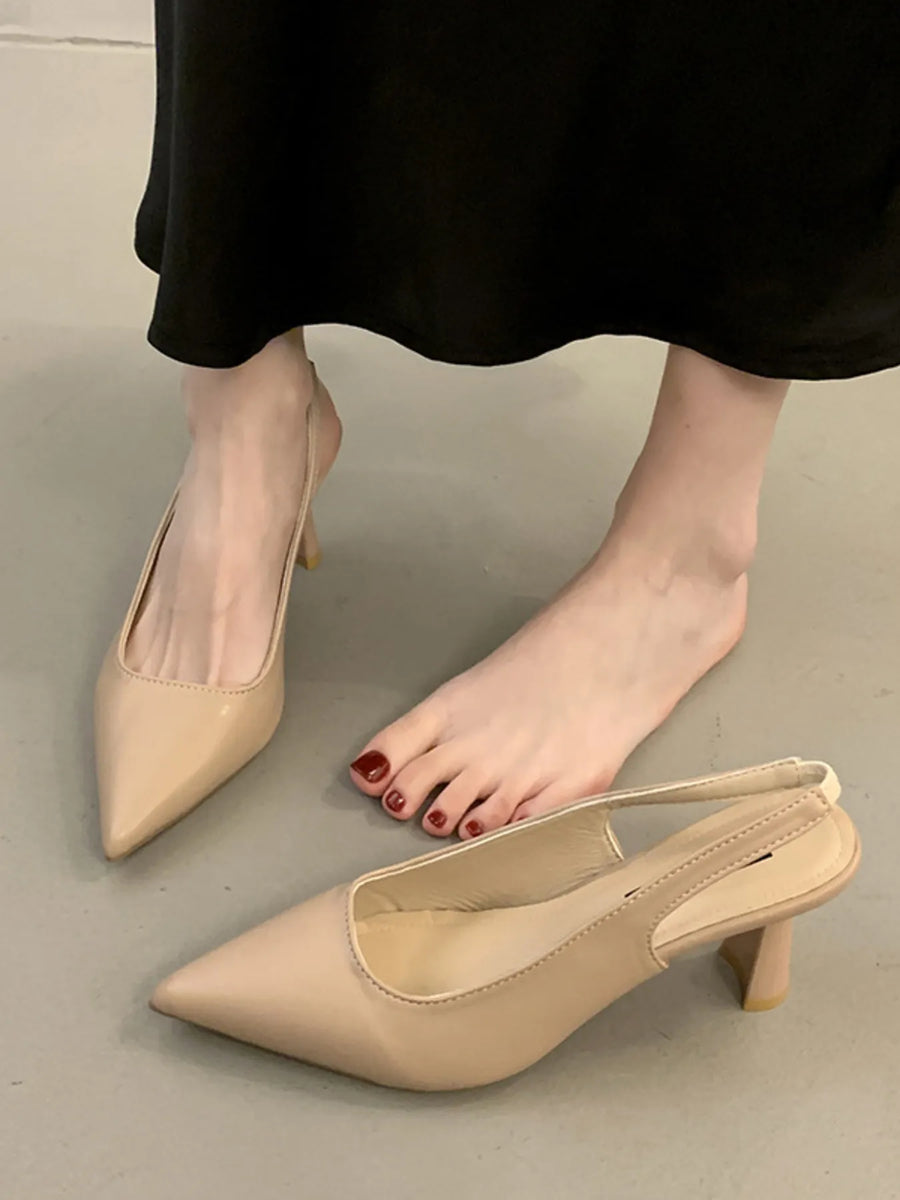 Point Toe Mid Heels Pumps