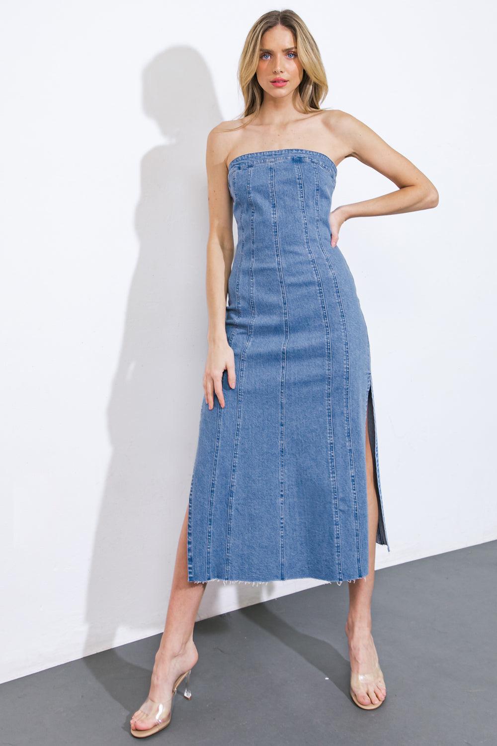 VESTIDO MIDI DE MEZCLILLA YOU'RE THRIVING
