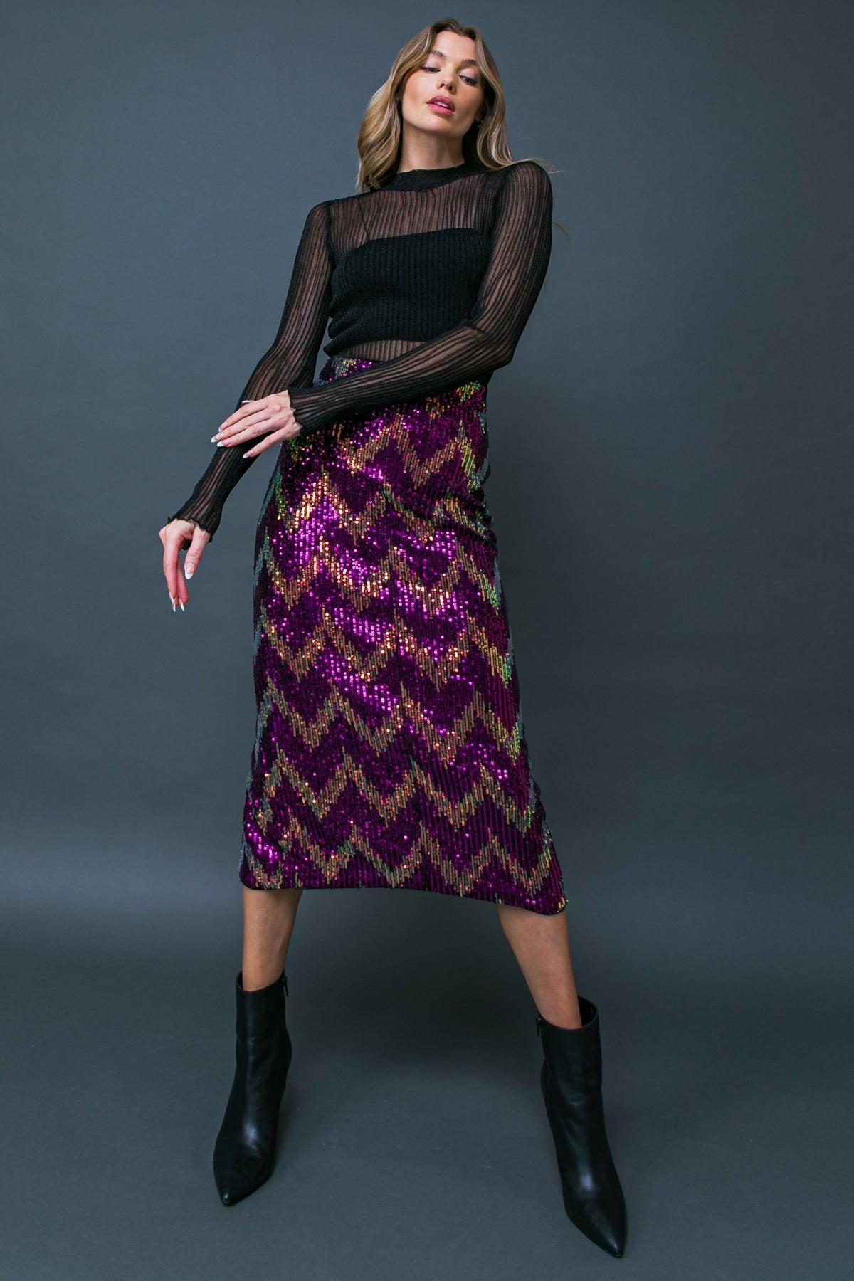 FALDA MIDI DE LENTEJUELAS BE HAPPY FRIEND