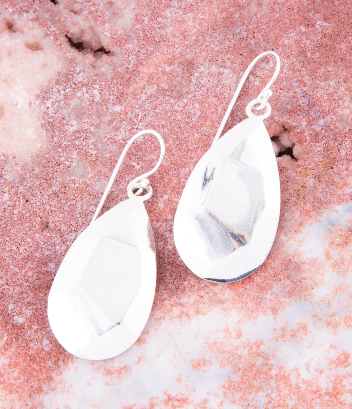 Faceted Sterling Silver Drop Earrings