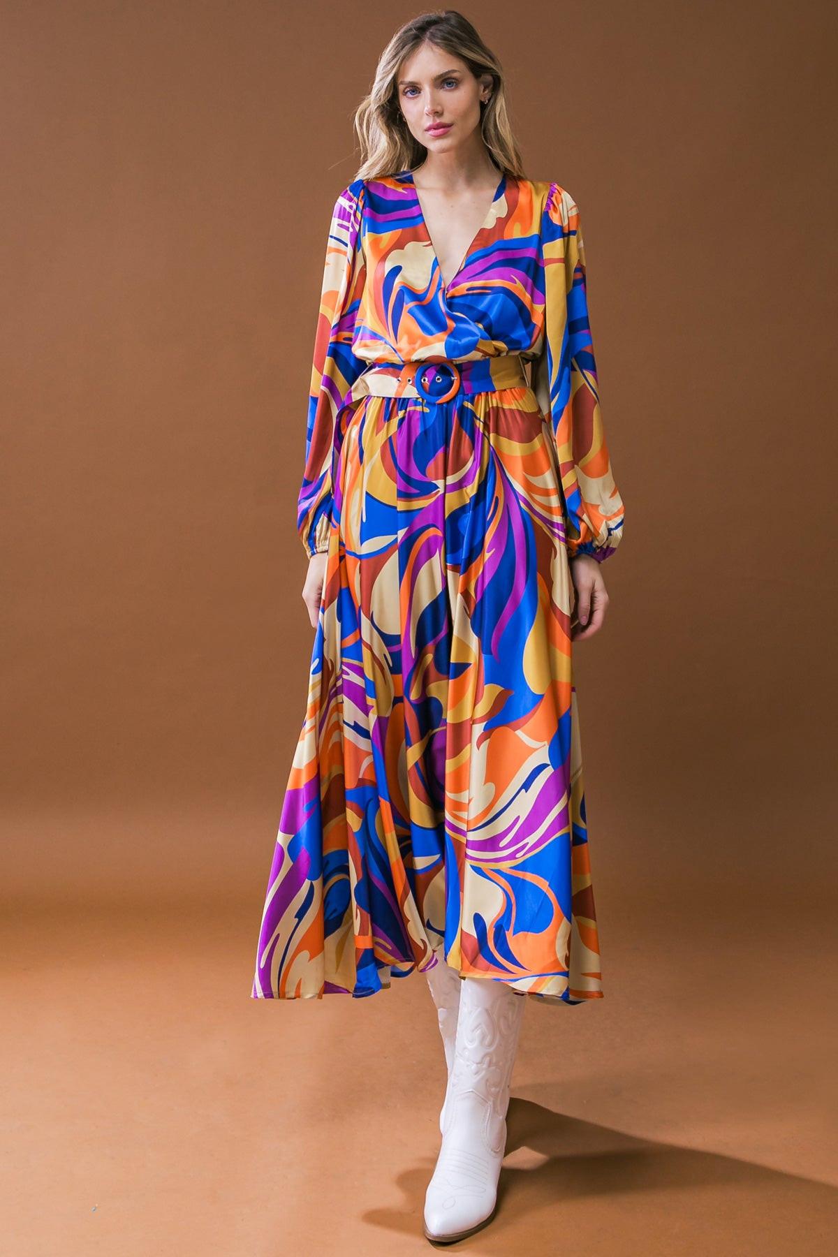 VESTIDO MIDI DE SATÉN TEJIDO BOLD ADVENTURES