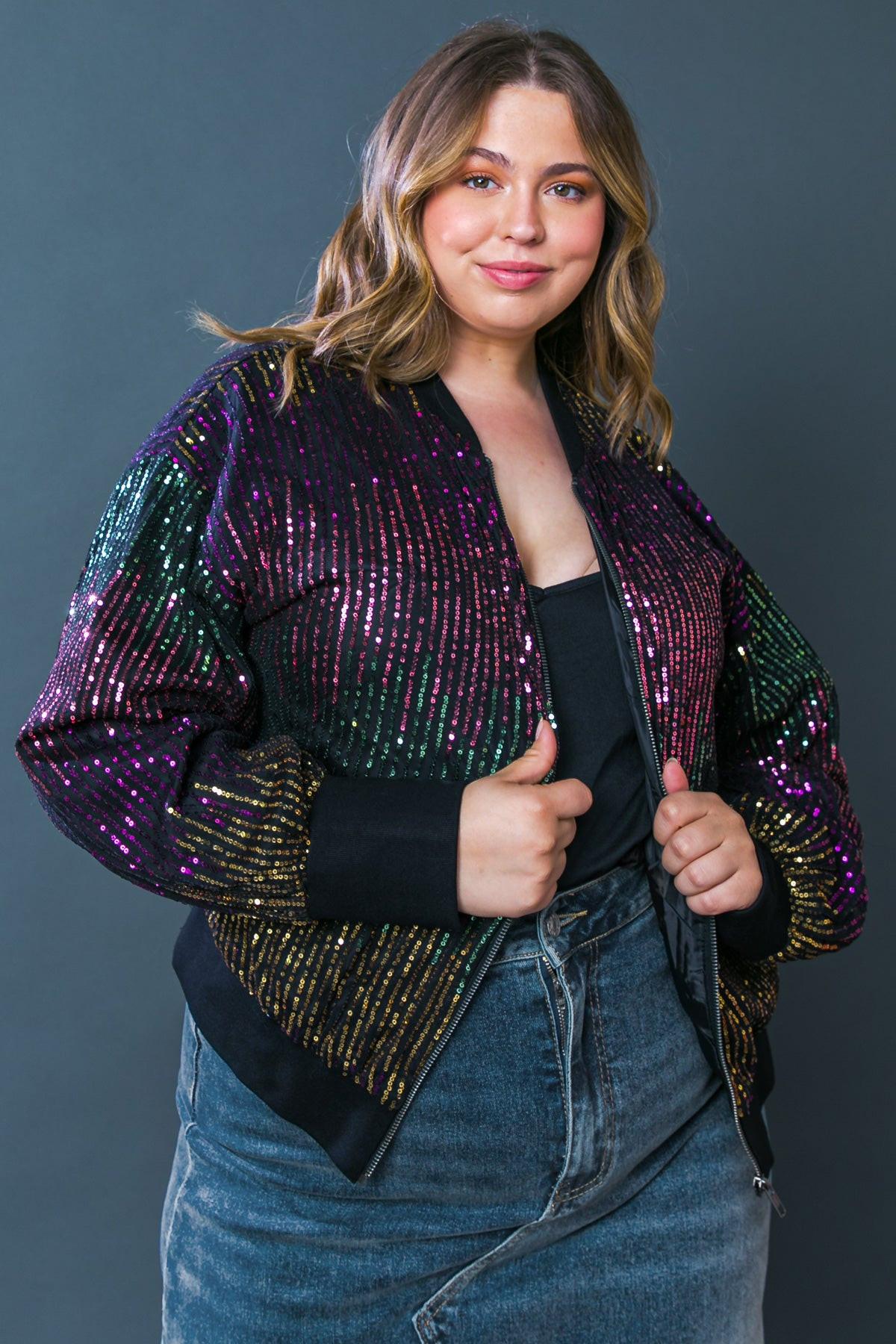 ENTERTAIN ME SEQUIN BOMBER JACKET