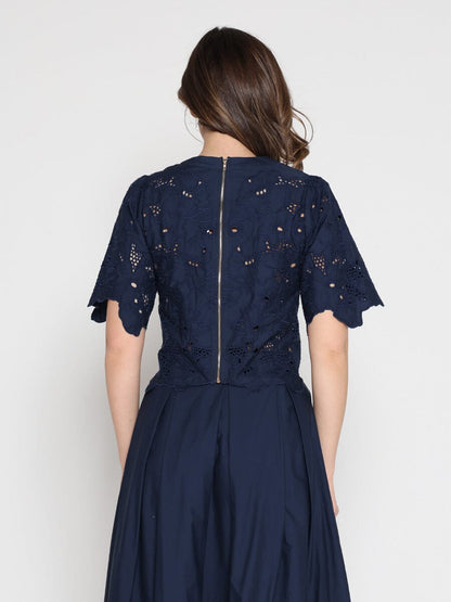 Floral Lace Embroidered Short Sleeve Crop Top