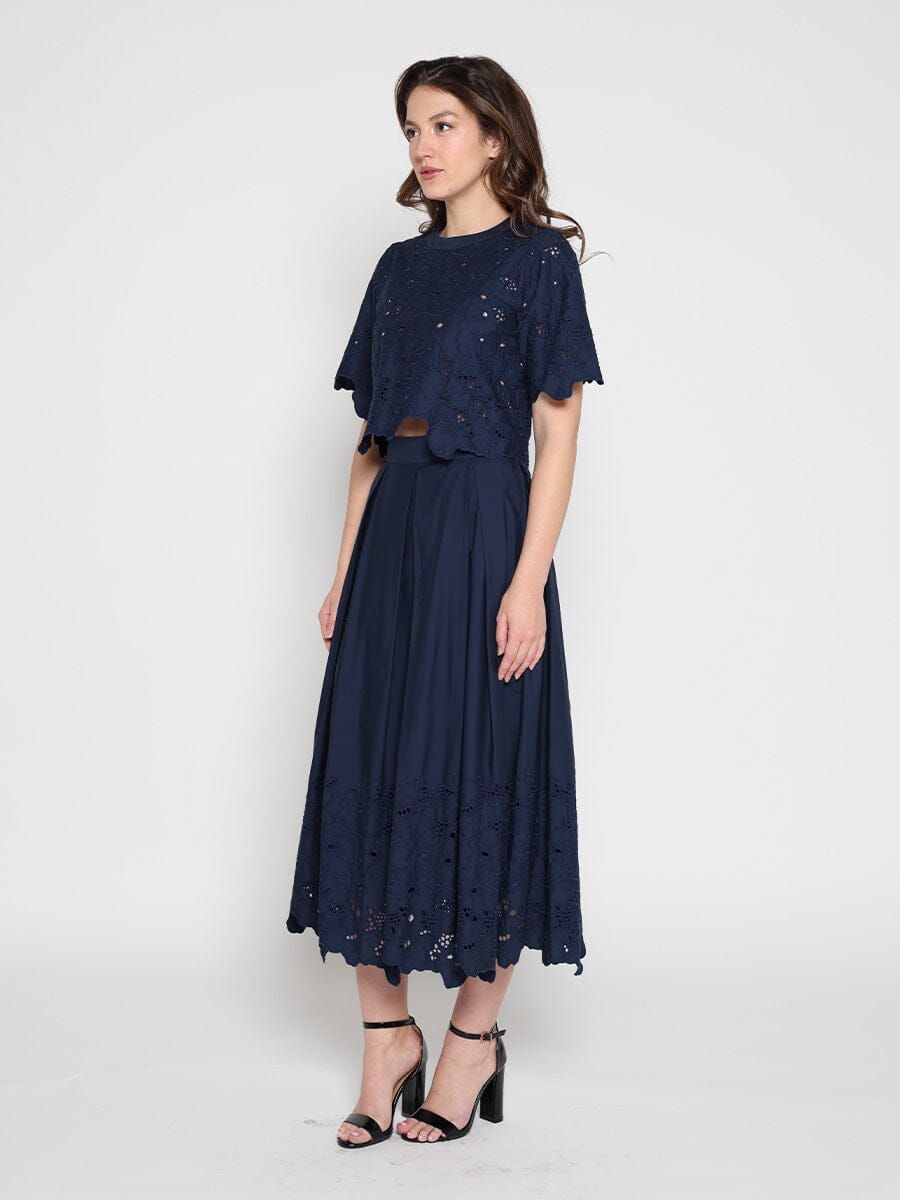 Floral Lace Embroidered Short Sleeve Crop Top
