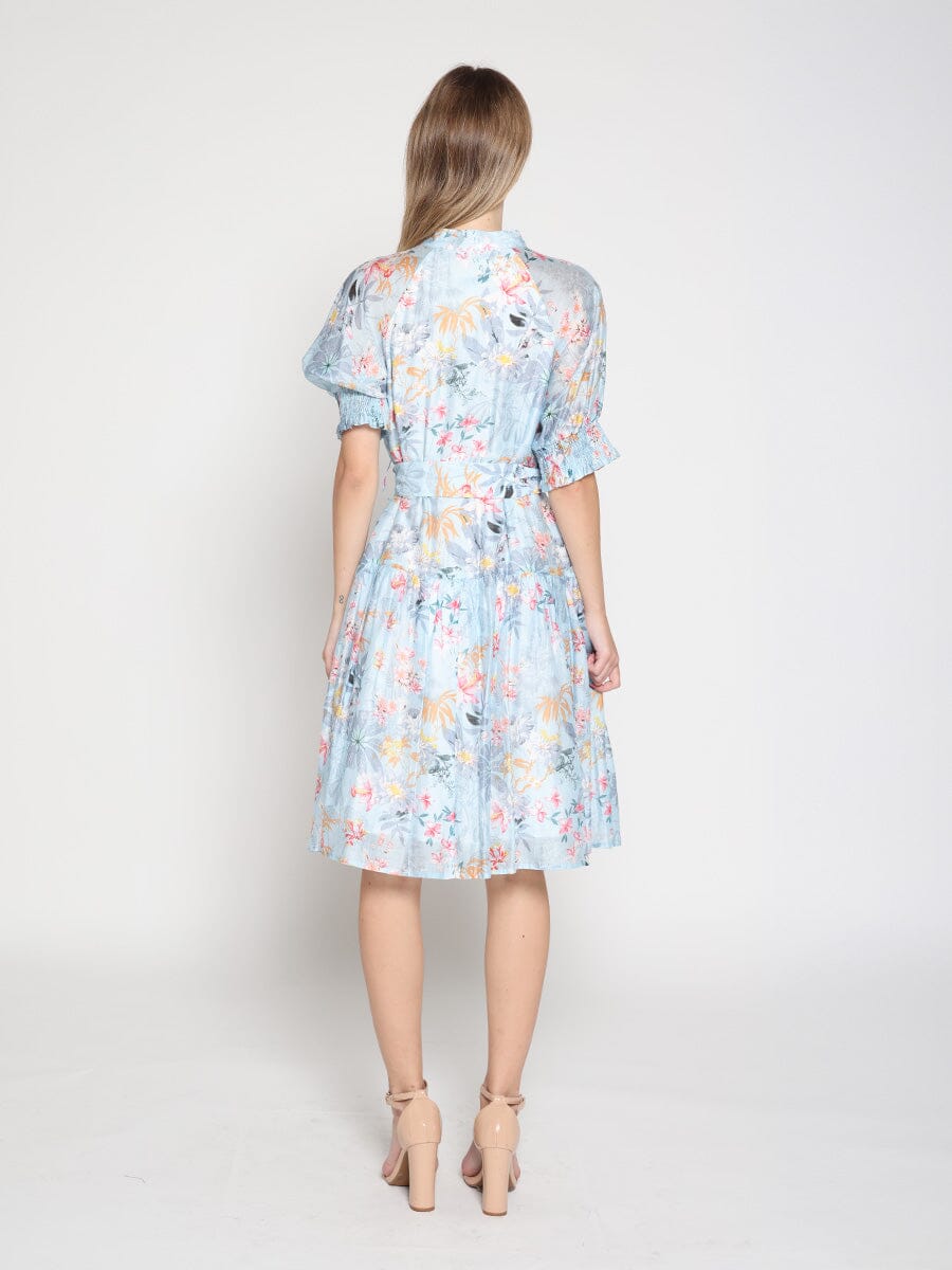 Vestido corto con estampado floral y cinturón para mujer de Gracia Fashion