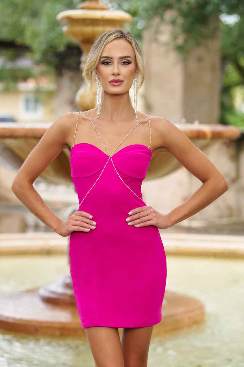 Millionaire Mini Dress - Hot Pink Homecoming Dress