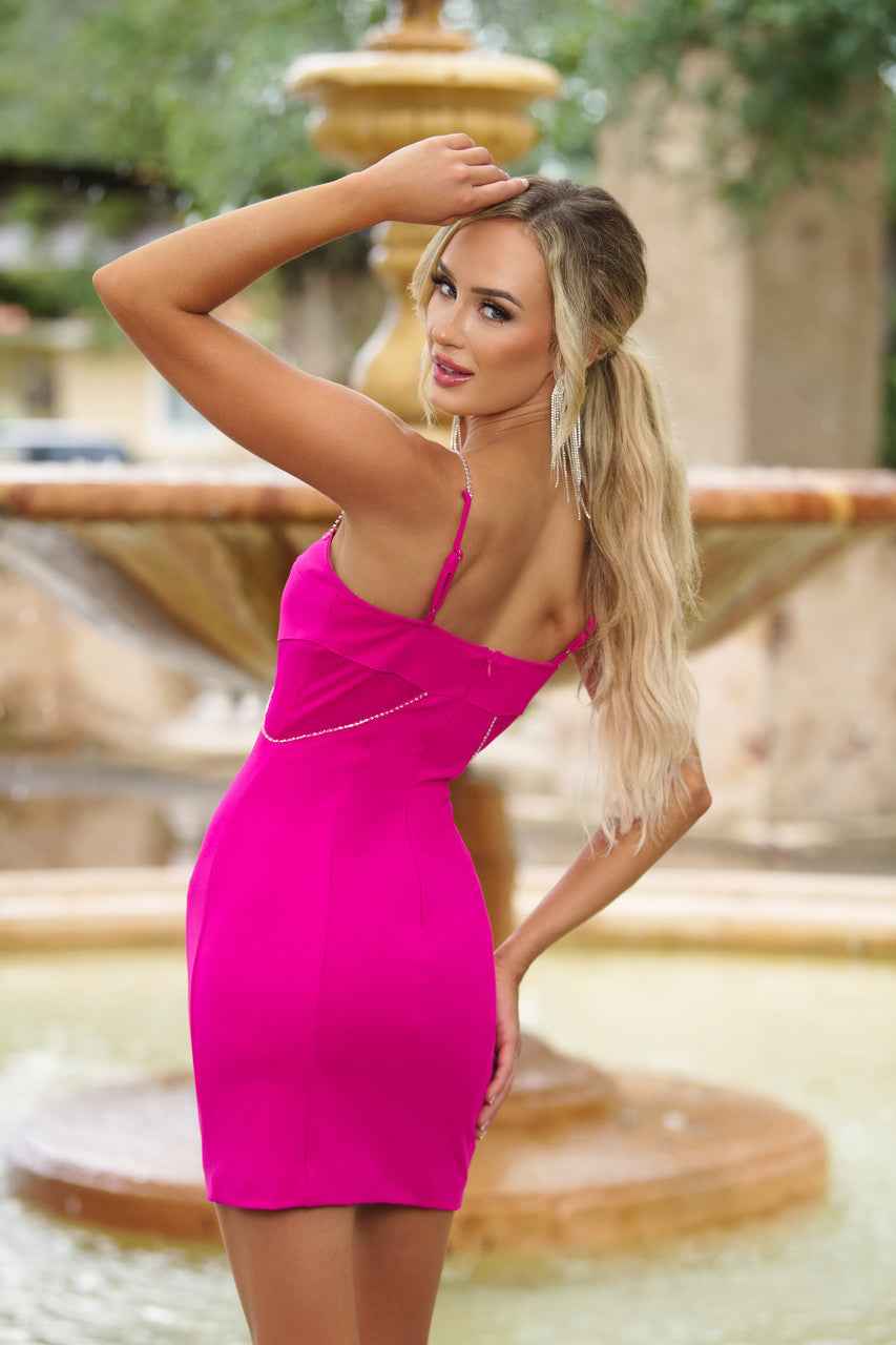 Millionaire Mini Dress - Hot Pink Homecoming Dress