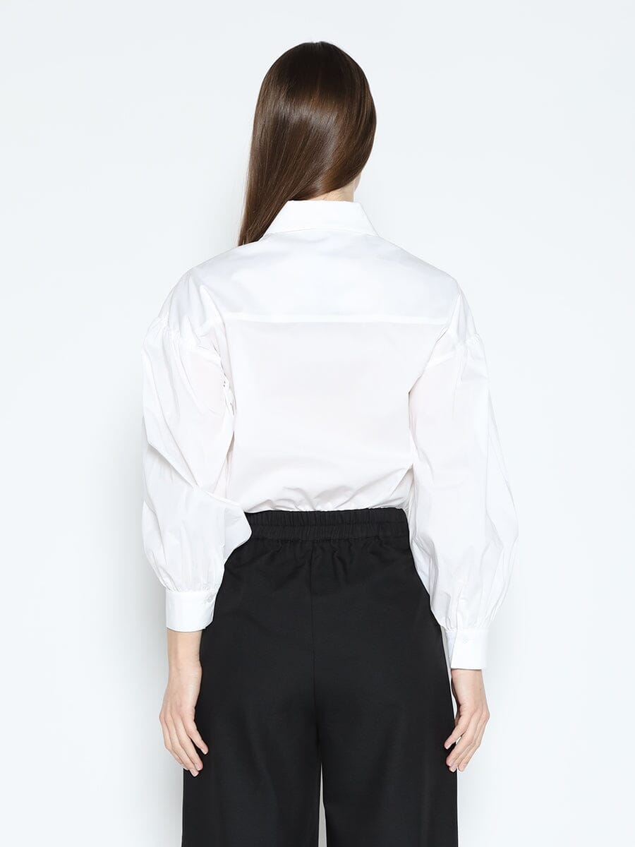 Camisa de algodón para mujer Gracia Fashion con manga larga abullonada y detalle de botones