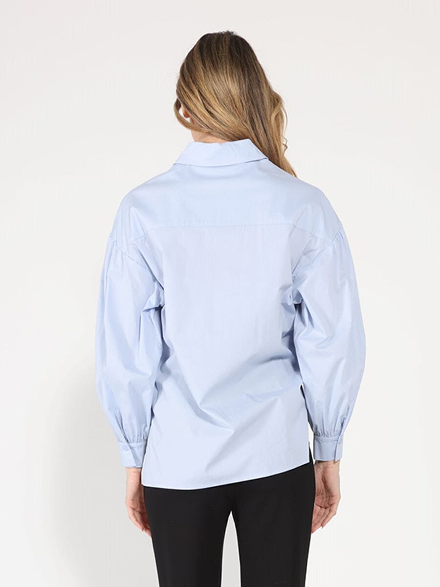 Camisa de algodón para mujer Gracia Fashion con manga larga abullonada y detalle de botones