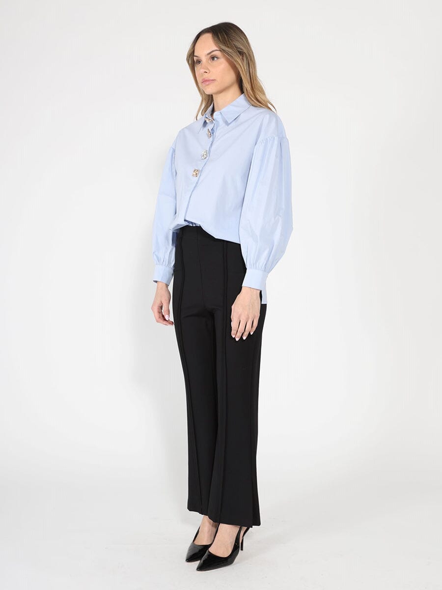Camisa de algodón para mujer Gracia Fashion con manga larga abullonada y detalle de botones