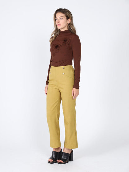Long Sleeve Mock Neck Flower Applique Top