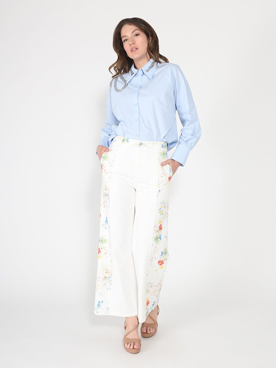 Long Sleeve Shirt Button Down Sequin Embellished