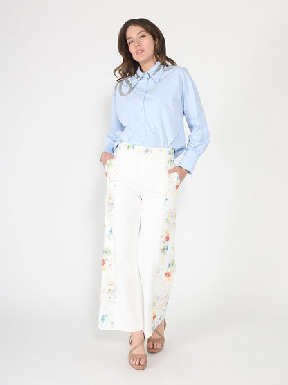 Long Sleeve Shirt Button Down Sequin Embellished