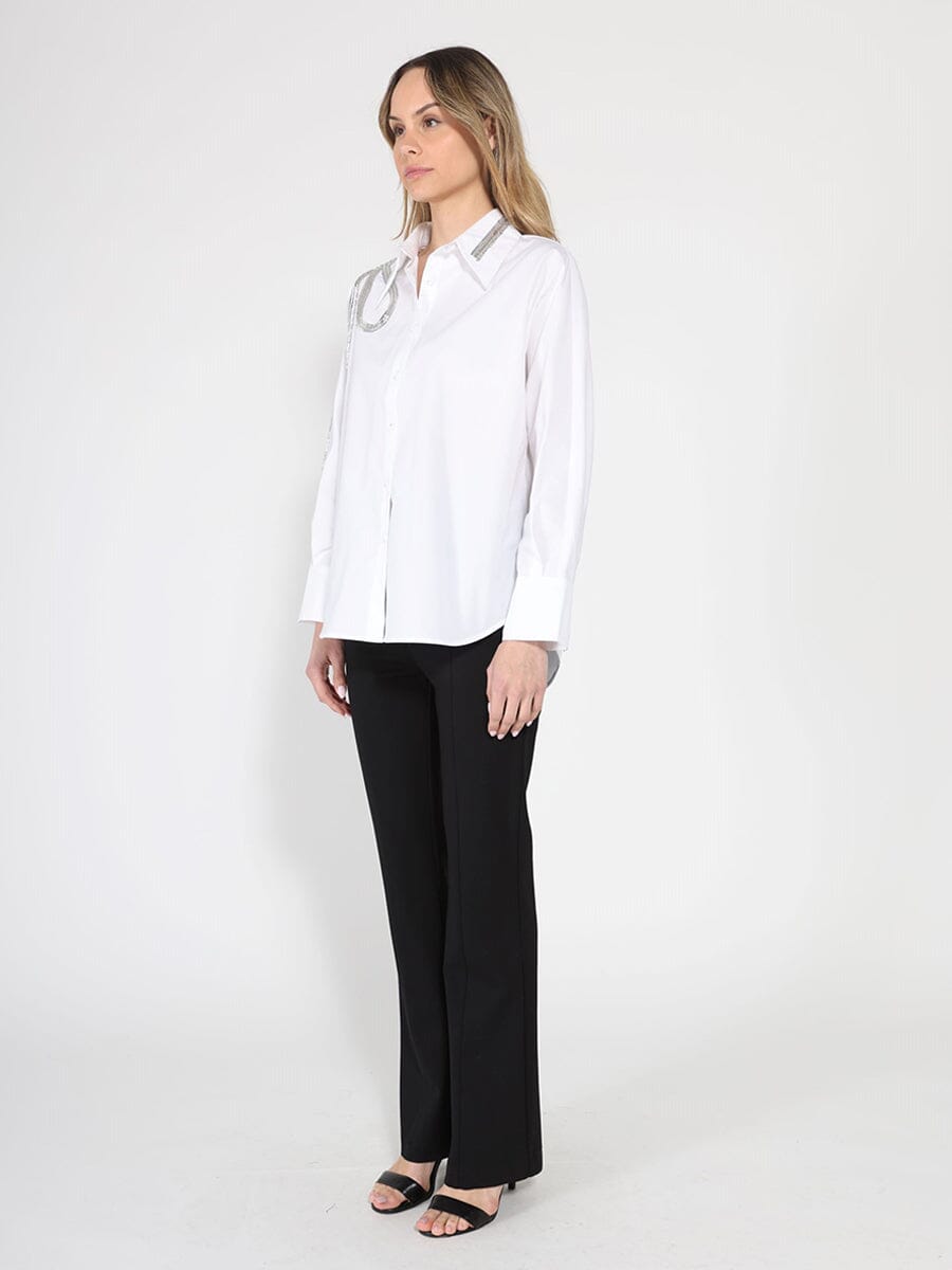 Long Sleeve Shirt Button Down Sequin Embellished