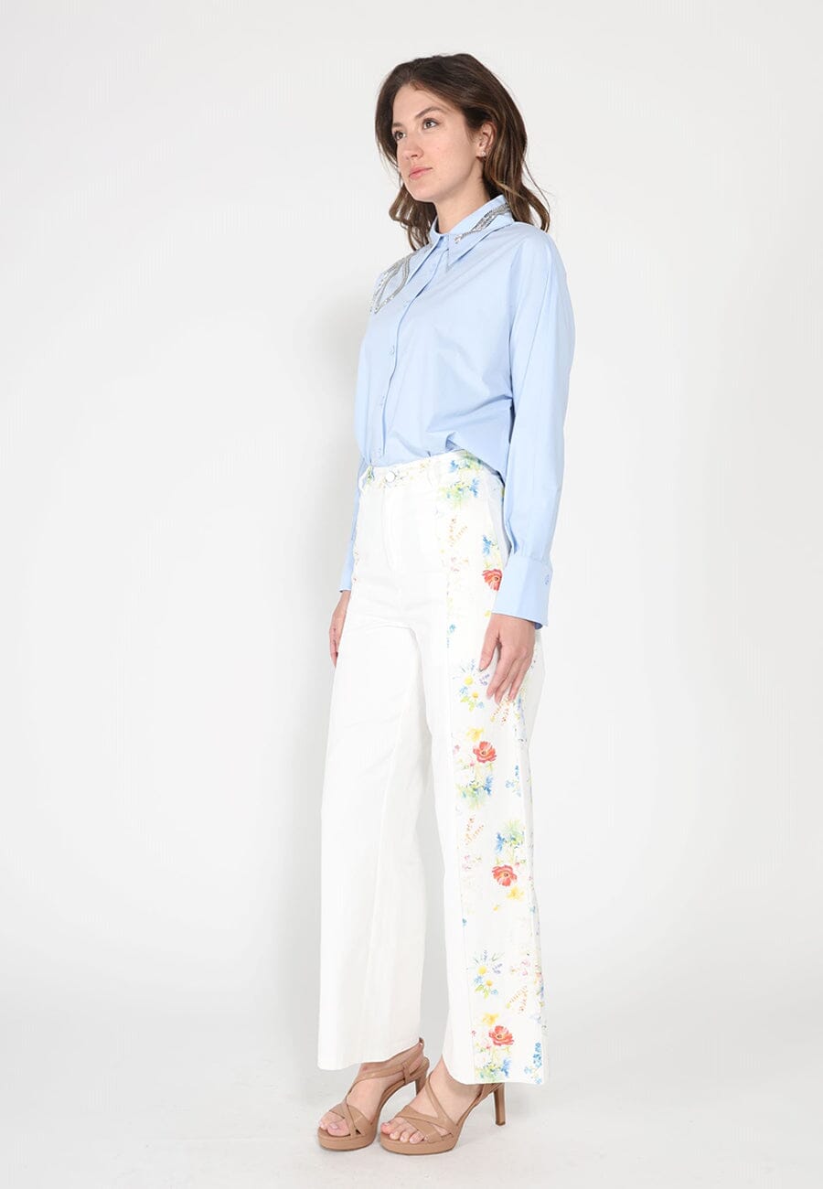 Long Sleeve Shirt Button Down Sequin Embellished