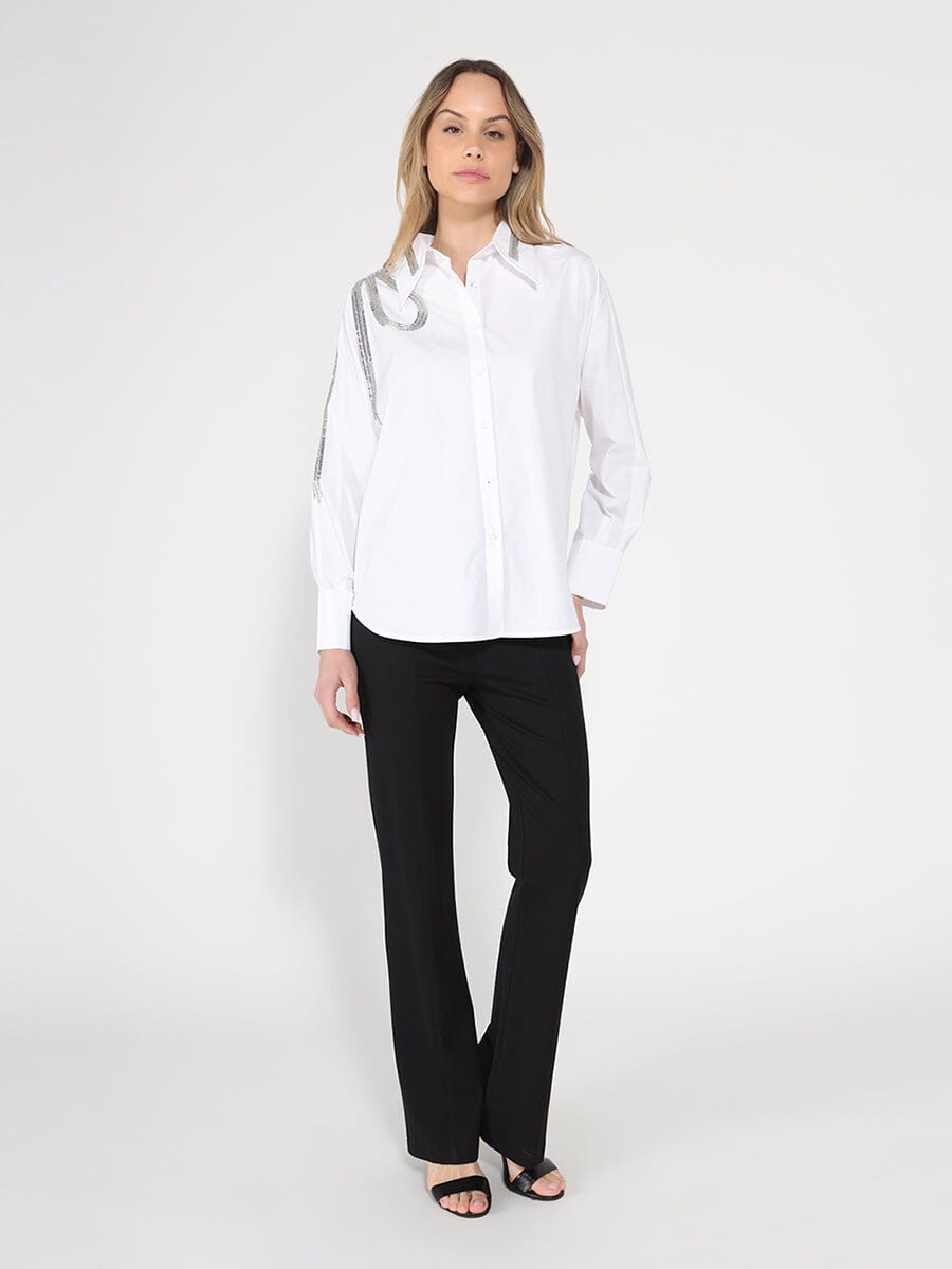 Long Sleeve Shirt Button Down Sequin Embellished