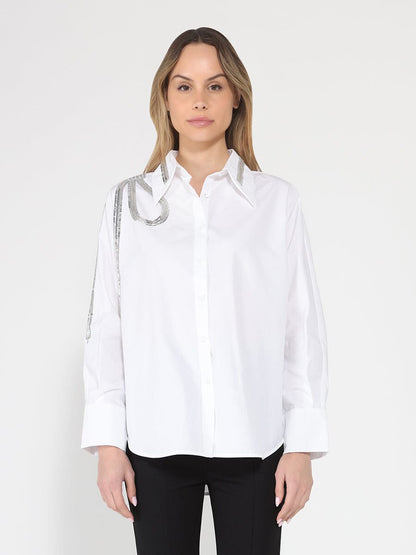 Long Sleeve Shirt Button Down Sequin Embellished
