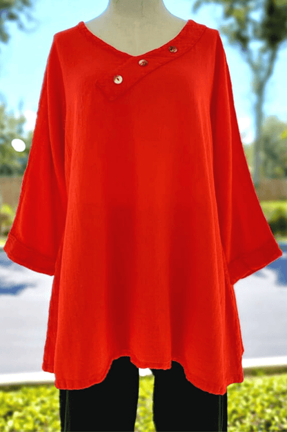 Lu V-Neck Top 100% Cotton Gauze