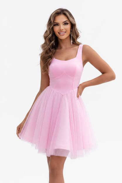 Pink Tulle Mini Dress