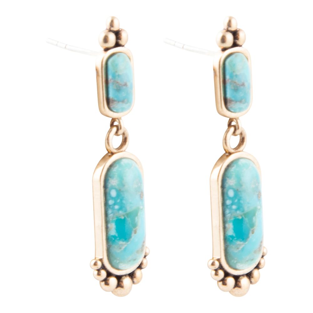 Pendientes de oro y turquesa azul Plateau