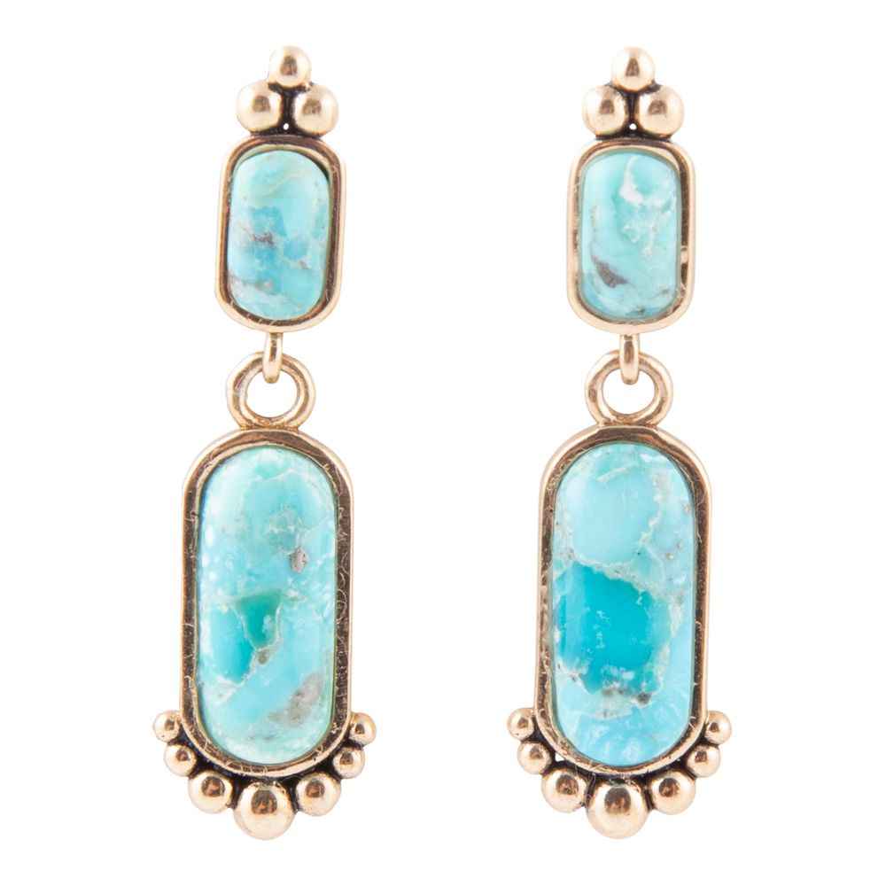 Pendientes de oro y turquesa azul Plateau