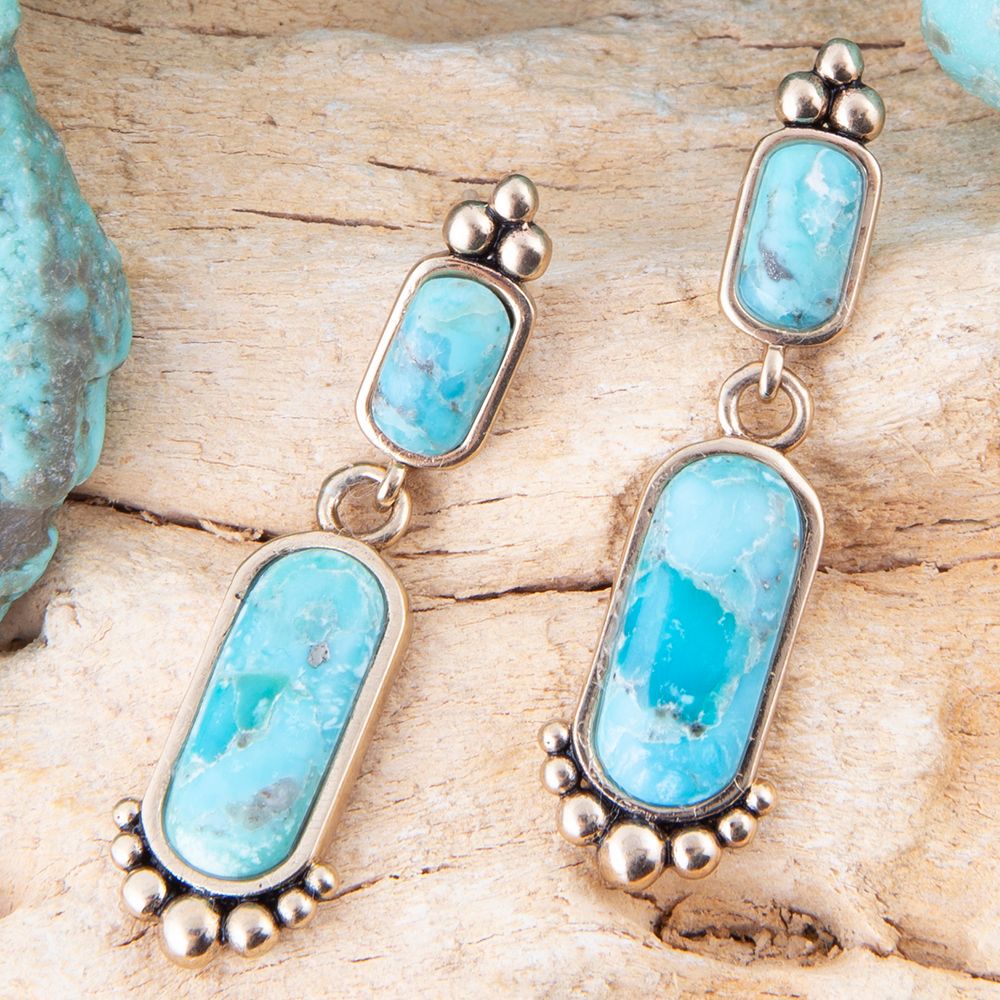 Pendientes de oro y turquesa azul Plateau