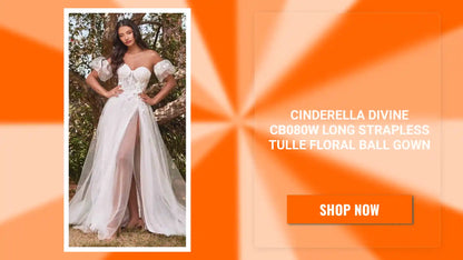 Cinderella Divine CB080W Long Strapless Tulle Floral Ball Gown by@Outfy