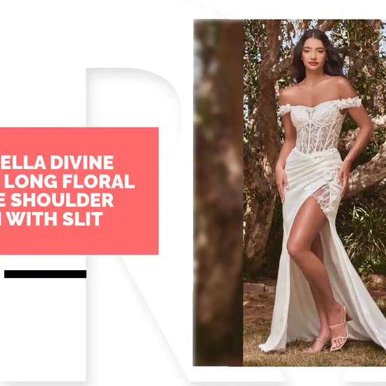 Cinderella Divine CD0186W Long Floral Off the Shoulder Gown with Slit by@Outfy