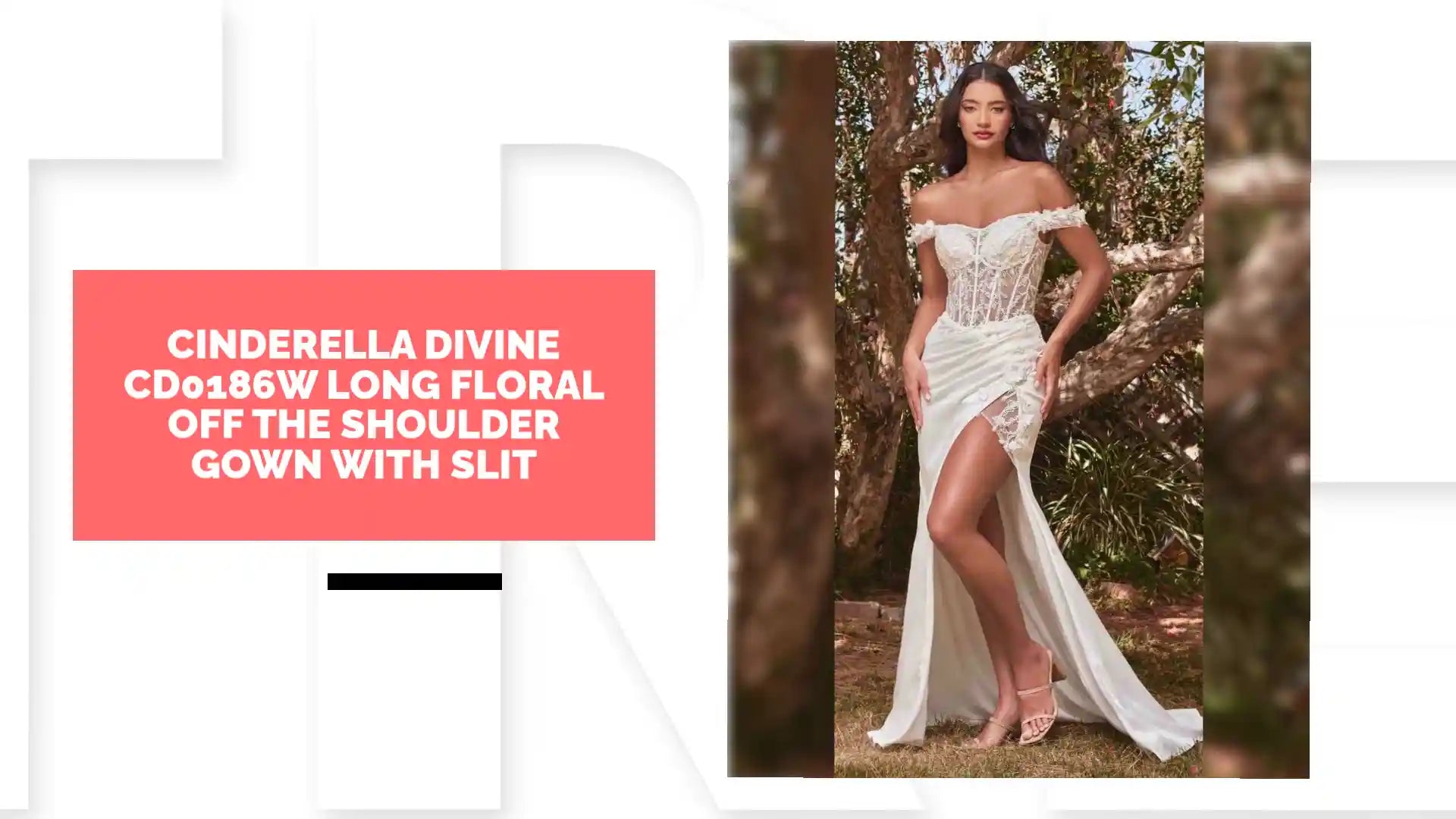 Cinderella Divine CD0186W Long Floral Off the Shoulder Gown with Slit by@Outfy